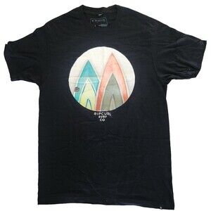 RIP CURL Surf Co. Men's Medium Black Short Sleeve Tee Surf Beach 100% Cotton